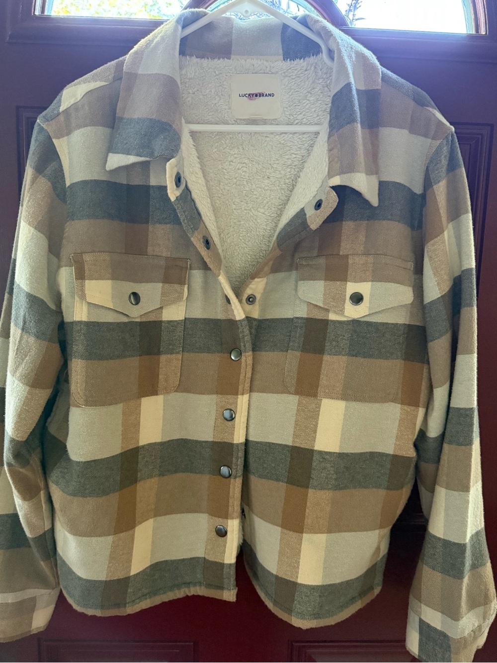 Lucky Brand Plaid Sherpa-Lined Shacket – Cozy Hooded Flannel Shirt Jacket